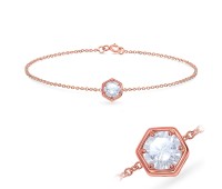 Rose Gold Plated CZ Hexagon Silver Bracelet BRS-539-RO-GP